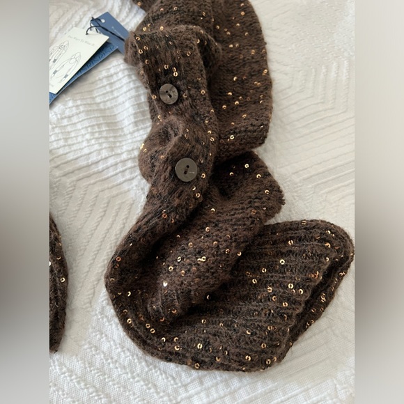 Vera Wang scarf shrug NEW with tags NWT brown sequins Simply Vera L large - Picture 4 of 13